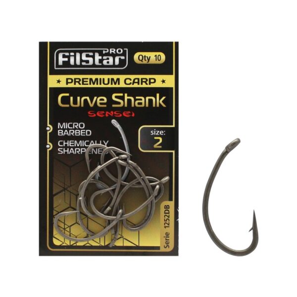 Куки F1252DB Premium Carp Curve Shank - Sensei